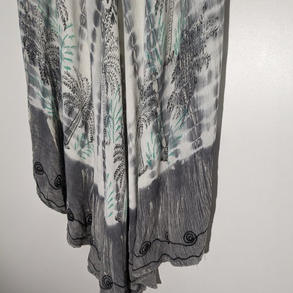 Embroidered Tie Dye Cover Up Grey White Size One Size - Picture 3 of 7
